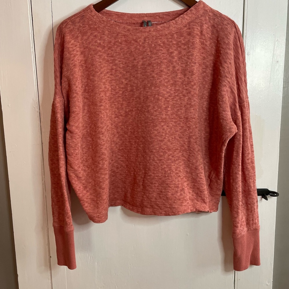By Anthropologie Temecula Linen Blend Long Sleeve Slub Sweater Coral Size M